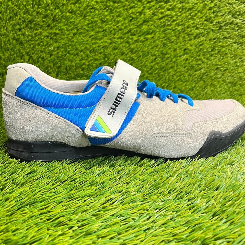 Shimano SPD Vintage Mens Size 11.5 Gray Blue Athletic Running Cycling Shoes